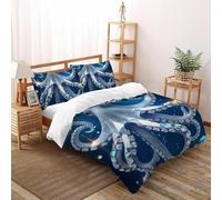 Maçonnerie Octopus Parure De Lit Art Housse De Couette 3 Pièces Parure Microfibre pour Garçons, Adolescents avec Fermeture Éclair Double（200x200cm）
