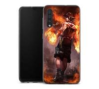 MACOQUEPERSO - Coque Silicone pour Samsung A50 Antichoc | Doux TPU Silicone Protection Housse, Étui de Téléphone Manga One Piece Ace Fire