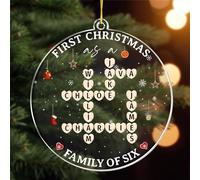 Macorner Décorations de Noël personnalisées 2024 avec mots croisés familiaux, décoration personnalisée pour sapin de Noël, premier Noël en tant que nom de Scrabble familial, cadeaux pour les membres