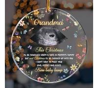 Macorner Décorations de Noël personnalisées en acrylique « Can't Wait to Meet You Baby Bump » 2024, cadeaux pour nouveau grand-père, grand-mère, nouveaux grands-parents, décoration d'arbre de Noël