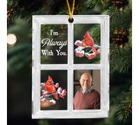 Macorner Ornement commémoratif de Noël personnalisé en acrylique, cadeaux de condoléances pour la perte d'un être cher, idée cadeau de deuil pour la perte de mère, père, fenêtre cardinale « I'm Always