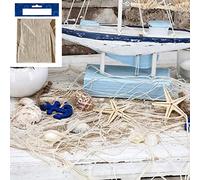 Macosa CP90589 Filet de pêche décoratif 200 x 400 cm Corde naturelle Décoration maritime Décoration murale méditerranéenne Filet à suspendre Décoration pour fête à thème, photos et images