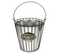 Macosa HE68790 Pot de fleurs décoratif en métal zinc, noir, 20 cm, seau de décoration de jardin, seau en métal, seau décoratif, 20 x 20 x 19,5 cm