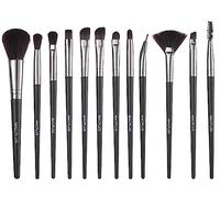 MACPLUS Lot de 12 pinceaux de maquillage doux de qualité supérieure pour fard à paupières, poudre, sourcils, correcteur, noir