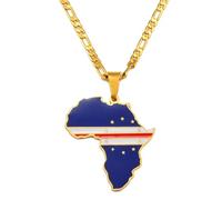 Macracrua Collier avec pendentif carte de l'Afrique hip-hop de 3,8 cm - Bijoux pour femmes et filles - En acier inoxydable, 45cm or 17.7 Inches, Plaqué or