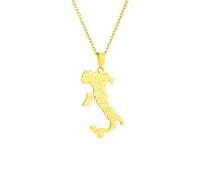 Macracrua Collier avec pendentif carte de l'Italie avec Sicile et Sardaigne pour homme et femme en acier inoxydable Bijoux italiens Cadeau avec noms de ville, 45cm, Acier inoxydable