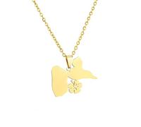 Macracrua Collier léger avec pendentif carte de la Guadeloupe en acier inoxydable, bijou unisexe minimaliste, 60cm Chain, Acier inoxydable, Pas de pierre précieuse