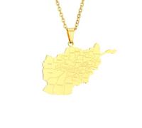 Macracrua Collier léger avec pendentif carte de l'Afghanistan en acier inoxydable, bijou unisexe minimaliste, 60cm Chain, Acier inoxydable, Pas de pierre précieuse