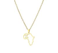 Macracrua Collier léger avec pendentif carte de l'Afrique avec symbole amazigh en acier inoxydable - Bijou berbère - Cadeau minimaliste, 50cm Chain, Acier inoxydable, Pas de pierre précieuse