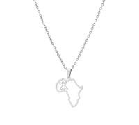 Macracrua Collier léger avec pendentif carte de l'Afrique avec symbole amazigh en acier inoxydable - Bijou berbère - Cadeau minimaliste, 50cm Chain, Acier inoxydable, Pas de pierre précieuse
