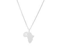 Macracrua Collier léger avec pendentif carte de l'Afrique avec symbole amazigh en acier inoxydable - Bijou berbère - Cadeau minimaliste, 60cm Chain, Acier inoxydable, Pas de pierre précieuse