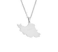 Macracrua Collier léger avec pendentif carte de l'Iran en acier inoxydable - Bijou unisexe minimaliste, 60cm Chain, Acier inoxydable, Pas de pierre précieuse