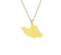 Macracrua Collier léger avec pendentif carte de l'Iran en acier inoxydable - Bijou unisexe minimaliste, 50cm Chain, Acier inoxydable, Pas de pierre précieuse