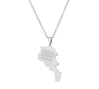 Macracrua Collier léger avec pendentif carte du drapeau de l'Arménie en acier inoxydable - Bijou minimaliste, 60cm Chain, Acier inoxydable, Pas de pierre précieuse