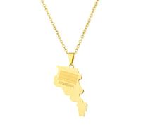 Macracrua Collier léger avec pendentif carte du drapeau de l'Arménie en acier inoxydable - Bijou minimaliste, 50cm Chain, Acier inoxydable, Pas de pierre précieuse