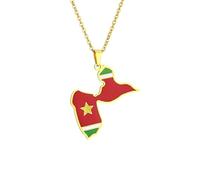Macracrua Colliers avec pendentif carte de la Guadeloupe France Guadeloupe pour femmes hommes bijoux ethniques guadeloupéens cadeau, 60cm Chain, Acier inoxydable, Pas de gemme