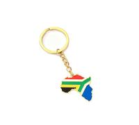 Macracrua Porte-clés Hip-Hop en acier inoxydable avec pendentif carte de l'Afrique - Cadeau pour homme et femme, Afrique du Sud., taille unique