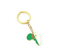 Macracrua Porte-clés Hip-Hop en acier inoxydable avec pendentif carte de l'Afrique - Cadeau pour homme et femme, ALGERIA, taille unique