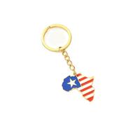 Macracrua Porte-clés Hip-Hop en acier inoxydable avec pendentif carte de l'Afrique - Cadeau pour homme et femme, Liberia, taille unique