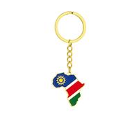 Macracrua Porte-clés Hip-Hop en acier inoxydable avec pendentif carte de l'Afrique - Cadeau pour homme et femme, Namibie, taille unique