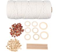 Macrame -Kits pour débutants Cordon de coton avec perles en bois Anneaux Kit de repassage pour plantes Fournitures