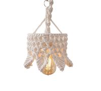 Macrame Lamp Shade - Boho Hand Woven Decor, Versatile Decorative Lamp Shades | Handcrafted Cotton Rope Lampshade for Living Room Bedroom Nursery Cafe Spaces
