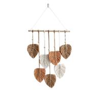 Macrame Wall Decor - Natural Cotton, Colorful Leaves Tassels With Wood Beads, Woven Cotton Ornaments, Boho Tapestry String Art, 30 Inch Length | Living Room, Home Decor, Apartment, Bedroom, Nursery, E