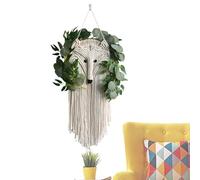 MacRame Wall Hanging - Boho Wall Decor | Boho Wall-Art | Tapisserie De Fox MacRame Avec Fausses | Décoration De Longue Rustique Pour Appartement De La Ferme Chambre À Coucher Pour La Maison