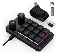 Macro Pad Macro Clavier Programmable Clavier Personnalisé 12 Touches Mini Clavier de Jeu Mécanique Clavier à une Main RGB OSU Micro Clavier Macropad Bouton Récepteur Sans Fil et Câble Type C 1 m (Noir
