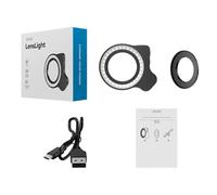 Macro pour anneau lumineux pour téléphone, lampe macro LED rechargeable avec 3 températures de couleur 3200 K-5600 K, 5 niveaux de luminosité, IRC 95+, 3 modes d'éclairage, adaptateur 37 mm-52 mm pour