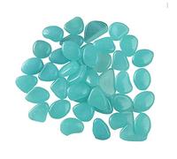 MacroHu 100pcs Cailloux Jardin Exterieur Pierres Lumineuses Pierres Décoratives pour Jardin Pierres Aquarium Artificiels Pierres Galets Decoratif Fluorescent Galet Multicolore Galets- Bleu Clair