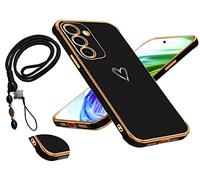 MacroHu 1x Coque avec Cordon pour Samsung Galaxy S23 Plus 5G Coque avec Collier Telephone Portable Lanyard Case TPU Bumper Etui Housse Silicone Collier Case Antichoc Coque avec Bandoulière- Noir
