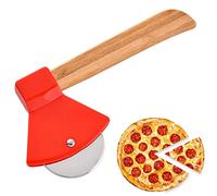 MacroHu Roulette à Pizza,Coupé Pizza avec Acier Inoxydable,Couteau a Pizza,Ustensile de Cuisine avec Poignée en Bois Ergonomique,Protection Des Doigts,Convient aux Amateurs de Pizza (Rouge)