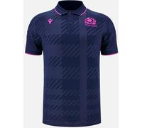 Macron Scotland Rugby Travel Polo Shirt 2025 Mens Marine/Ciel Petit Male