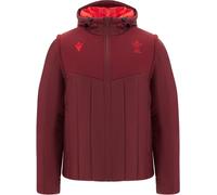 Macron Wales Rugby 2025 Full Zip Hooded Long Sleeve Bomber Jacket Rouge Petit Male