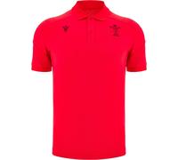 Macron Wales Rugby Travel Polo Shirt 2025 Adults Rouge 2X Grand. Male