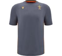 Macron Wales Rugby Union T-Shirt 2024 Adults Gris/Or/Rouge Petit Male