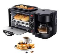 Macteur de Petit-déjeuner 3 en 1, Machine À Petit-déjeuner Multifonction avec Mini Four Électrique, Poêle À Frire Et Sandwich Aux Œufs, Cafetière pour L'appartement Kitchenette