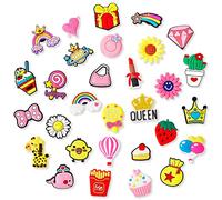 Mactoou Charmes de Chaussure, 22/30/100 Pièces Pins pour Crocs, Breloque pour Sabots Sandales, Cadeau Noël ou d'anniversaire pour Filles et Garçons