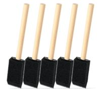 Macuezu Lot de 5 pinceaux éponges - Petit pinceau en mousse - 2,5 cm - Noir | Éponge de peinture de 2,5 cm avec manche en bois, applicateur de peinture pour projets de bricolage