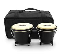 Mad About MA-BON01 Tambours Bongo, Tambours en chêne de 6 et 7 pouces avec sac de transport, bongos de 6 et 7 pouces - Noir