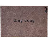 Mad about Mats Paillasson Anna avec inscription « Ding Dong » - Pour l'extérieur et l'intérieur - Lavable en machine - Antidérapant - Résistant - Marron - 50 x 75 cm
