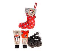 MAD BEAUTY Disney Mickey Mouse Ensemble de chaussettes avec gel douche et lotion Duo Plus luffa, chaussette incluse, Jingle All The Way, excellent cadeau