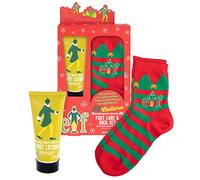 MAD BEAUTY Warner Bros Elf Movie Ensemble de soins des pieds et chaussettes, lotion parfumée Swirly Gum Drop, Hydrate, Revitalise, Relax, Relax, Chaussettes festives, Cadeau