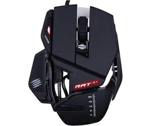 Mad Catz Rat 4+ Souris Gamer Filaire USB - Souris Ergonomique 7 Boutons Programmables - Capteur Optique Pixart PMW3330 7200 DPI - Souris Gaming Pour Pc Noir Avec Led Rouge Et Repose Poignet Reglable