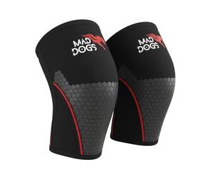 MAD DOGS Genouillères Gym 5 mm - Support et Compression pour Crosstraining, Haltérophilie et Musculation - Néoprène Antidérapant - Knee Sleeves Stabilité Genou Fitness Entraînement Homme Femme