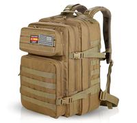 MAD DOGS Sac à dos tactique militaire imperméable avec système MOLLE, résistant et multifonctionnel pour survie, randonnée, chasse, airsoft, trekking, camping, homme et femme 45 l, Kaki, 45L