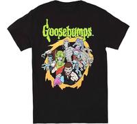 Mad Engine Boys' Big Goosebumps Logo and Characters Glow-in-The-Dark Kids T-Shirt Black M