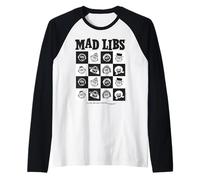 Mad Libs Black and White Character Grid Art Manche Raglan