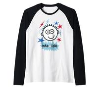 Mad Libs Face with Stars and Lightning Bolt Manche Raglan